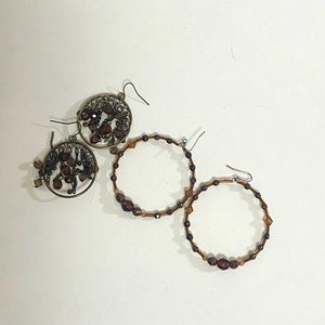 2 pairs handmade beaded earrings